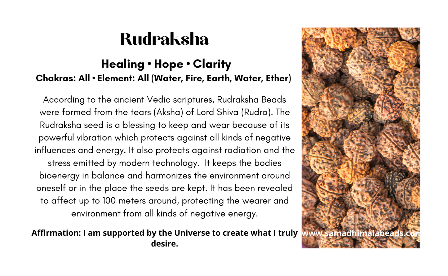 EMBRACE SERENITY, Aquamarine & Rudraksha Japa Mala 108