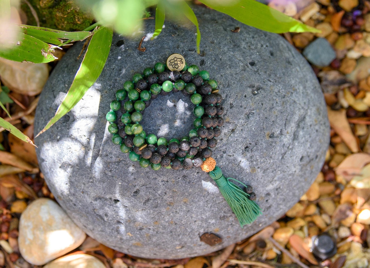 Lava Rock & Jade Mala, Reiki infused Beads Mala, Healing Necklace, Hand Knotted 108 Mala Beads, Tassel Necklace, Japa Mala, Meditation Mala