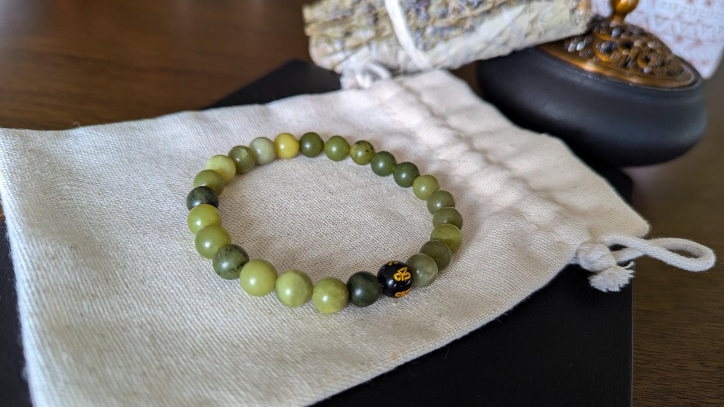 Jade & Lava Rock Bracelet Set - Reiki-Infused Healing Jewelry, Essential Oil Diffuser, Custom Sizes