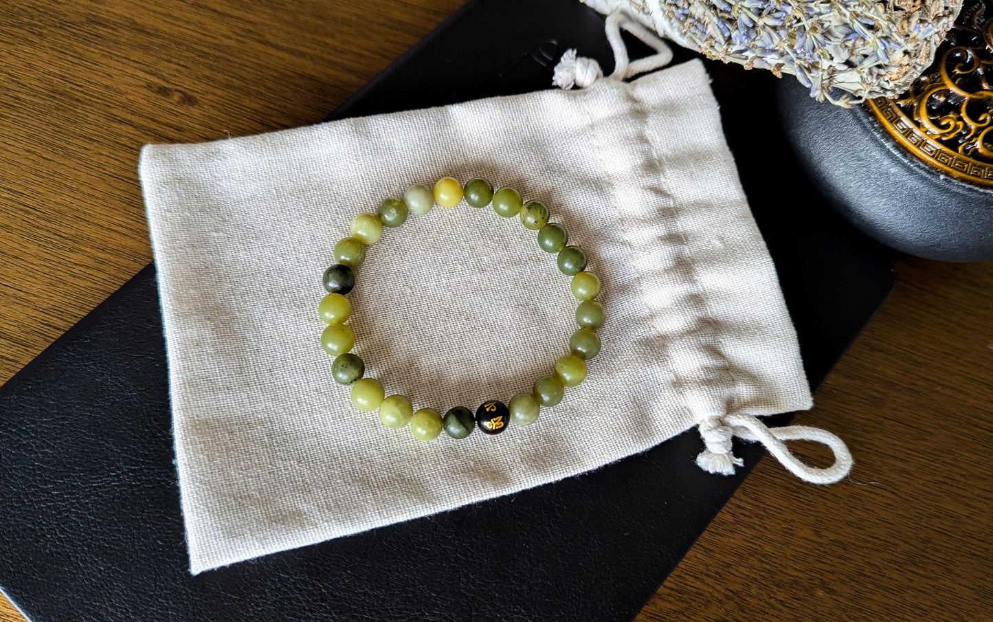 Jade & Lava Rock Bracelet Set - Reiki-Infused Healing Jewelry, Essential Oil Diffuser, Custom Sizes