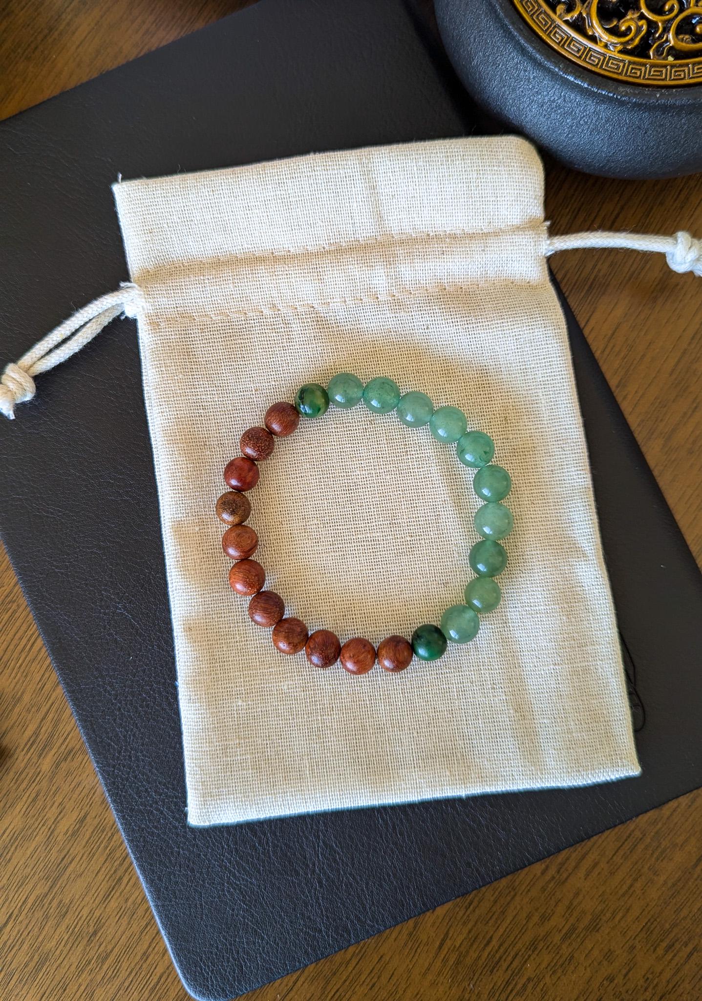 Green Aventurine, Jade, and Sandalwood 108 Mala Wrist Mala Bracelet and Pocket Mala, Abundance and Heart Chakra Healing