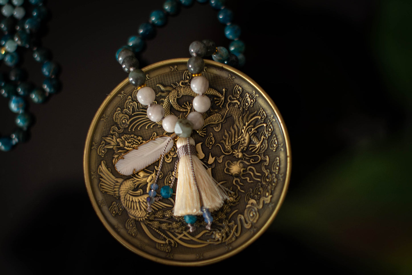 Blue Apatite Pocket Mala, 27 Beads Travel Mala