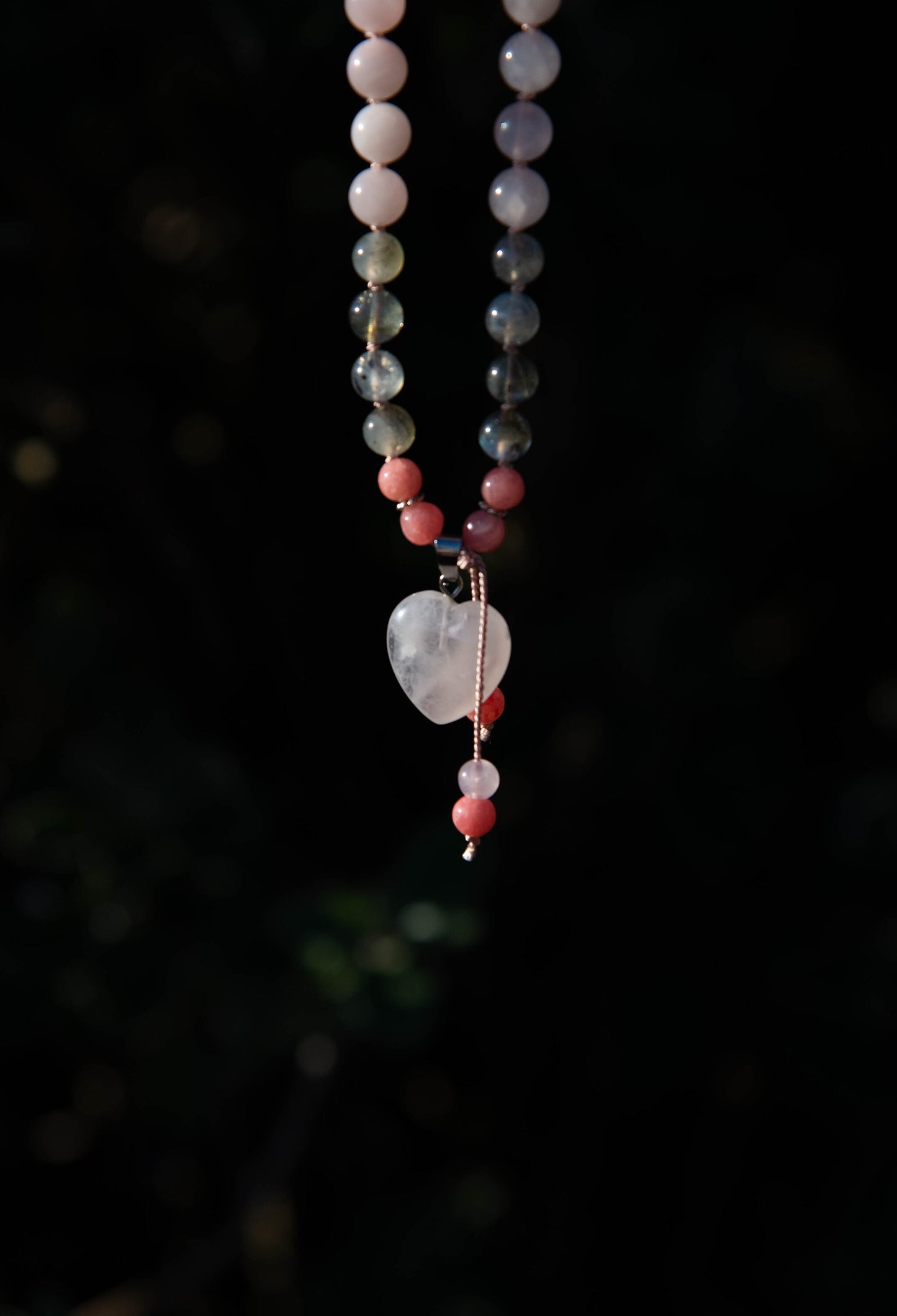 Pink Mala, 27 Beads Pocket Mala, Love Energy Stones, Travel Prayer Beads