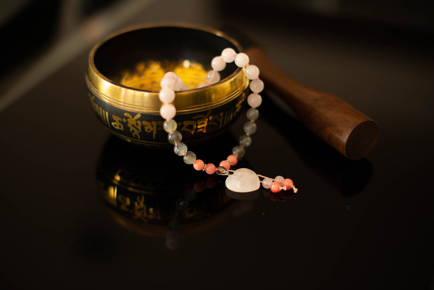 Pink Mala, 27 Beads Pocket Mala, Love Energy Stones, Travel Prayer Beads