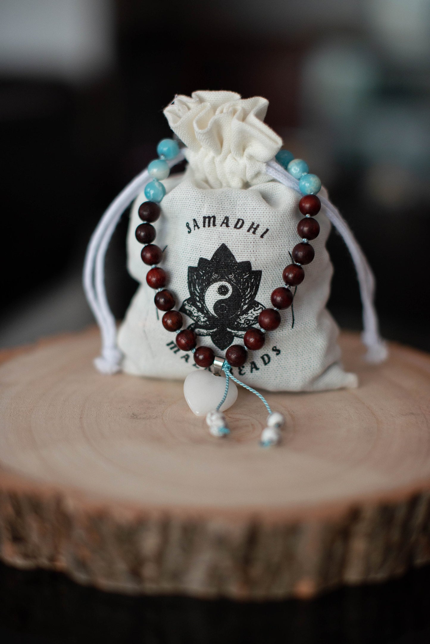 Sandalwood Pocket Mala, 27 Beads Mala, Travel Prayer Beads