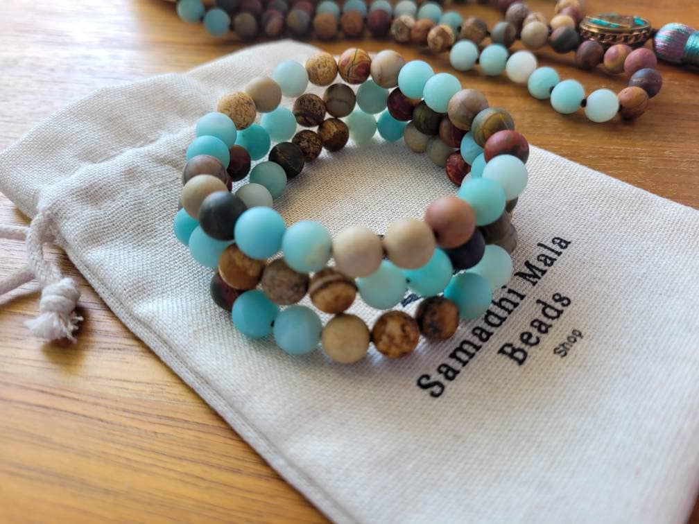 Grounding Mala Bracelets, Gemstone Bracelet, Mindful Gift, Bracelet for Men