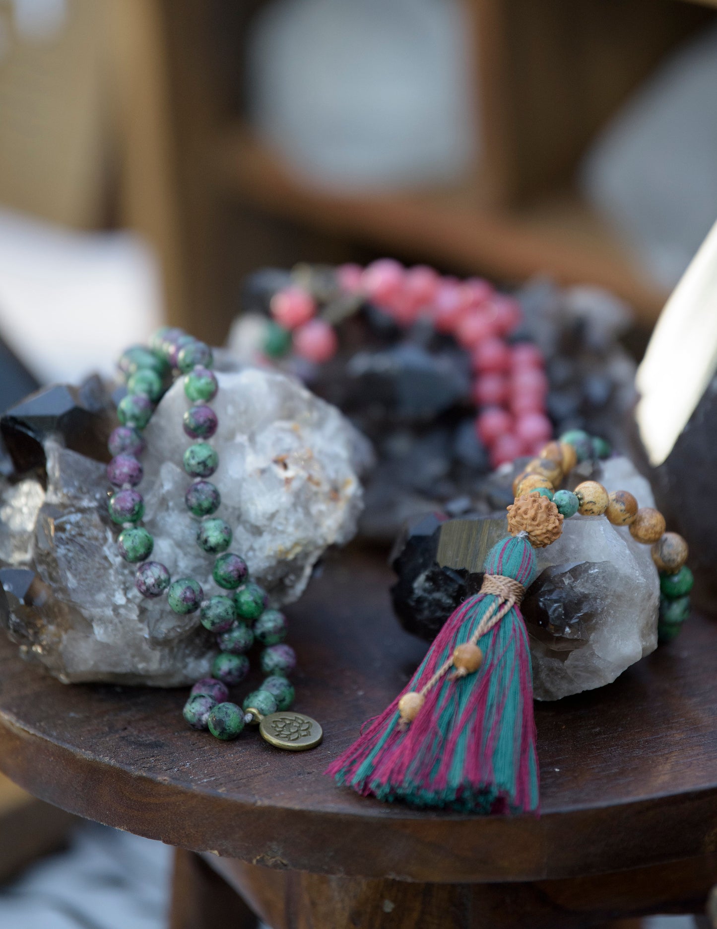 Heart Chakra Awakening Mala - Ruby Zoisite, Red Angelite, and Picture Jasper