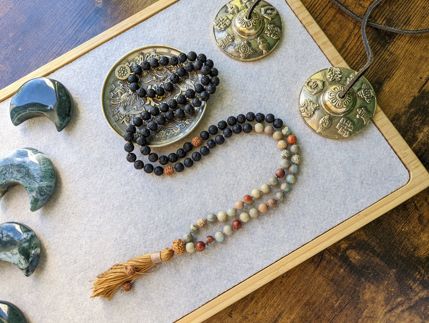 Lava Rock Mala, Buddhist Prayer Beads, 108 Japa Mala, Reiki Charged Beads, Self-Care Gift