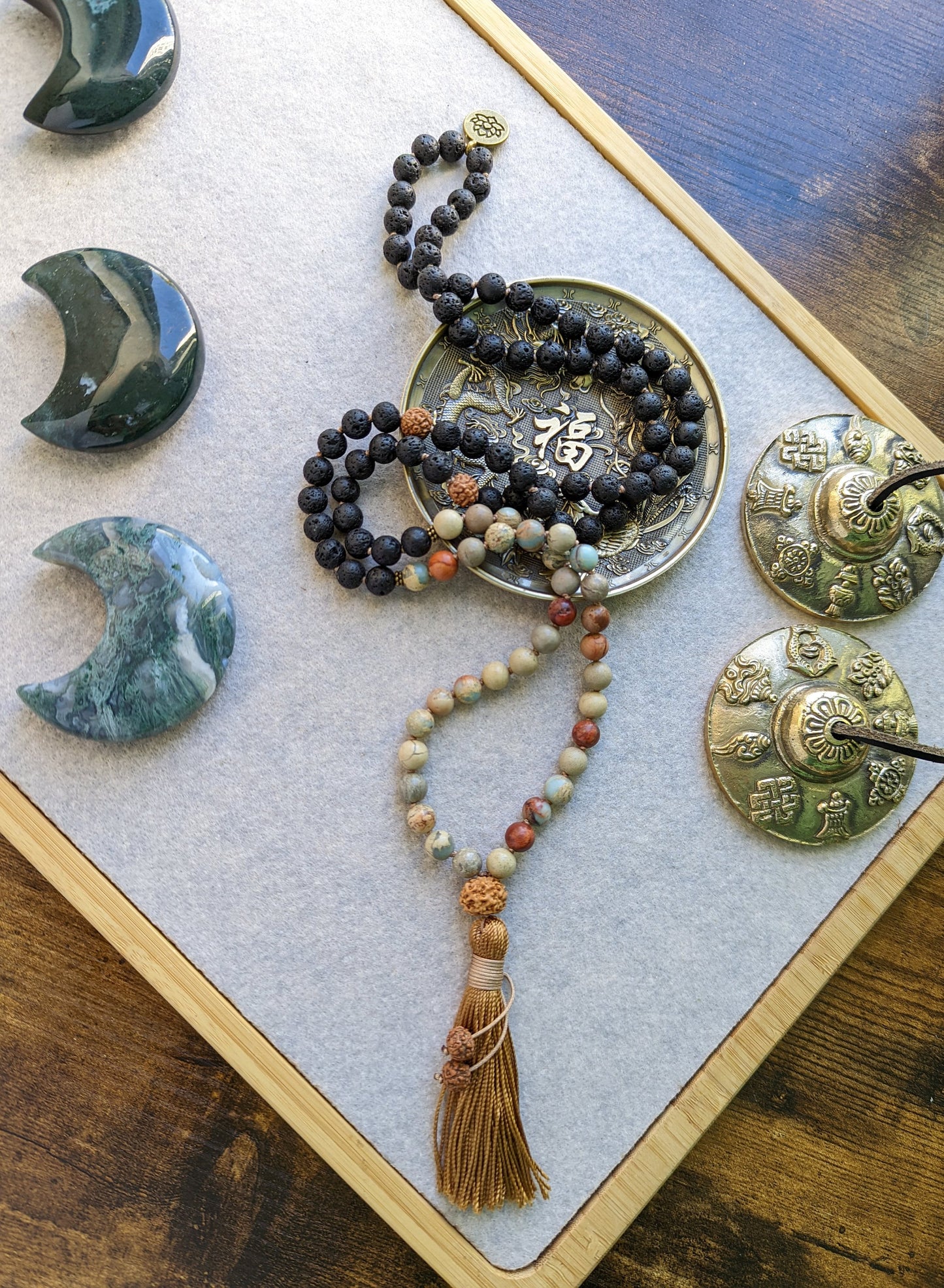 Lava Rock Mala, Buddhist Prayer Beads, 108 Japa Mala, Reiki Charged Beads, Self-Care Gift