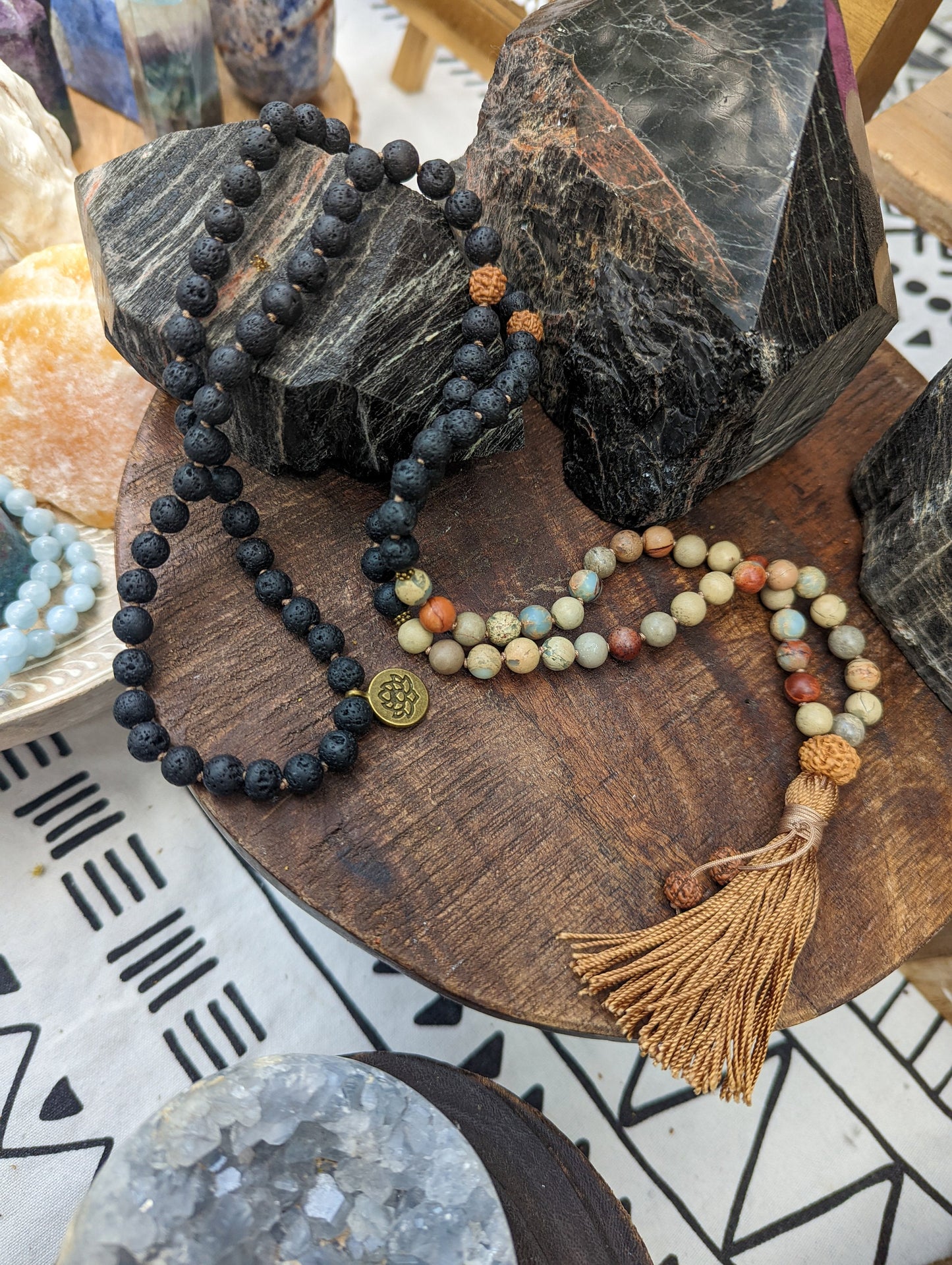 Lava Rock Mala, Buddhist Prayer Beads, 108 Japa Mala, Reiki Charged Beads, Self-Care Gift