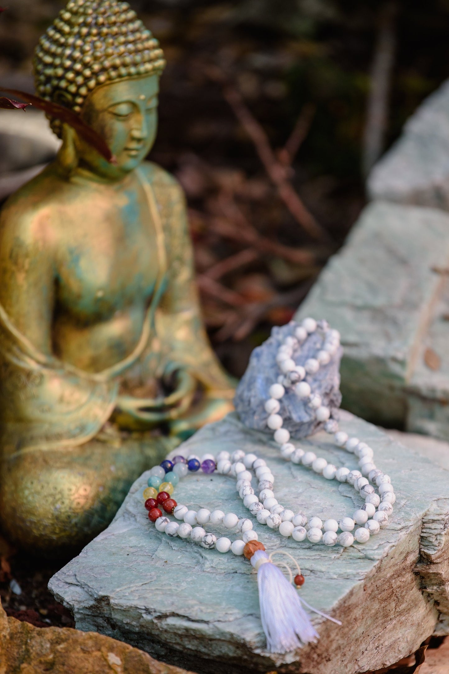 Howlite Mala Necklace, Buddhist Prayer Beads, 108 Japa Mala, Meditation Beads, Reiki Healing Beads, Chakra Mala, Mala Beads 108