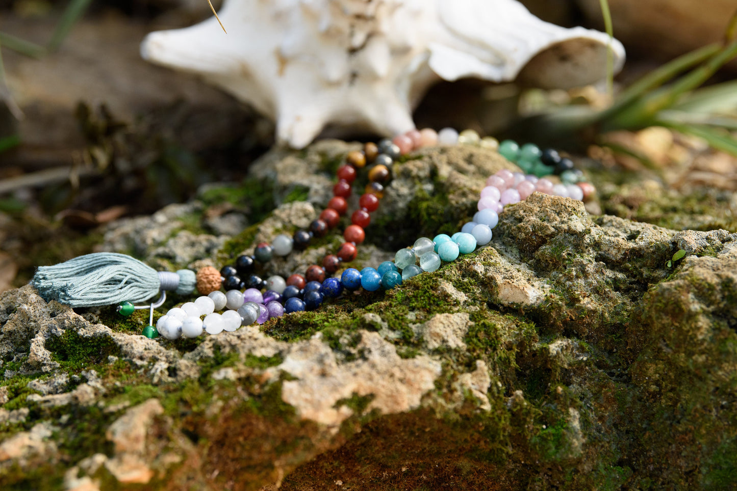 Chakra Mala Beads, 108 Mala Necklace, Buddhist Prayer Beads, Natural Gemstone Mala for Meditation, Japa Mala 108