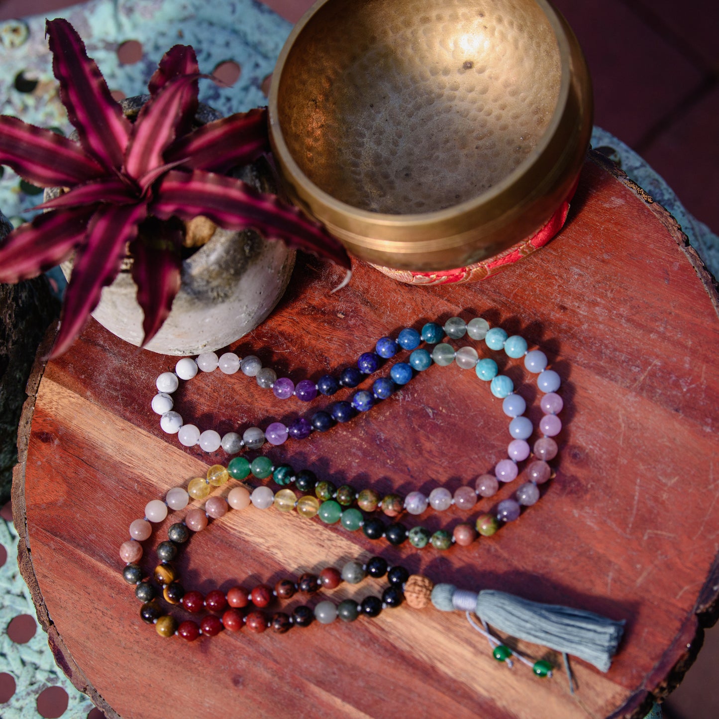 Chakra Mala Beads, 108 Mala Necklace, Buddhist Prayer Beads, Natural Gemstone Mala for Meditation, Japa Mala 108
