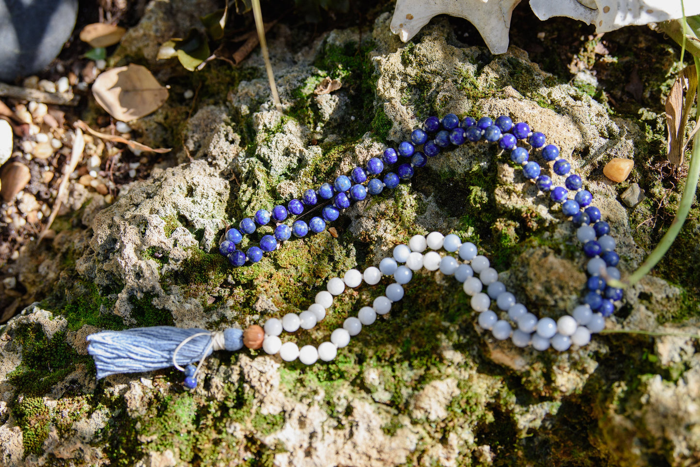 Lapis Mala, Throat and Third Eye Mala Necklace, 108 Mala Beads, Reiki Charged Beads, Yoga Meditation Necklace