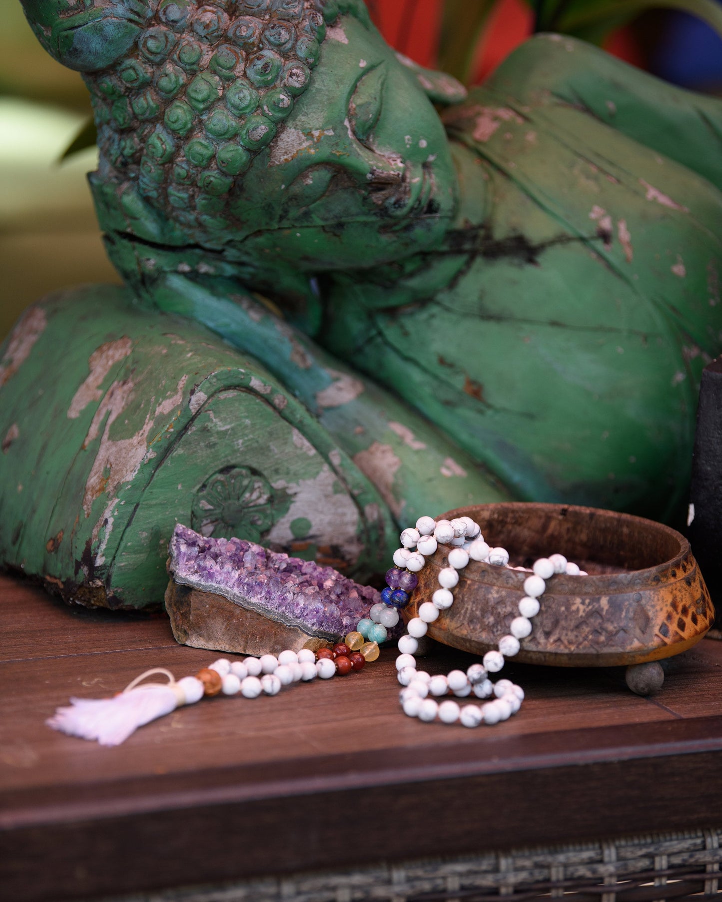 Howlite Mala Necklace, Buddhist Prayer Beads, 108 Japa Mala, Meditation Beads, Reiki Healing Beads, Chakra Mala, Mala Beads 108