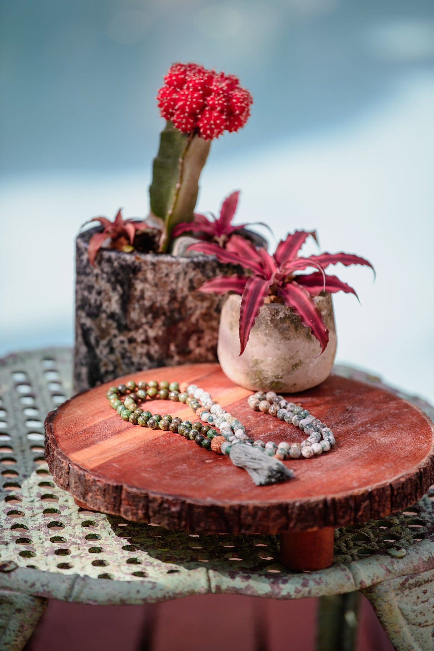 Green Mala Beads, African Turquoise and Moss Agate Mala Beads, Japa Mala 108, Heart Chakra Yoga Meditation Beads