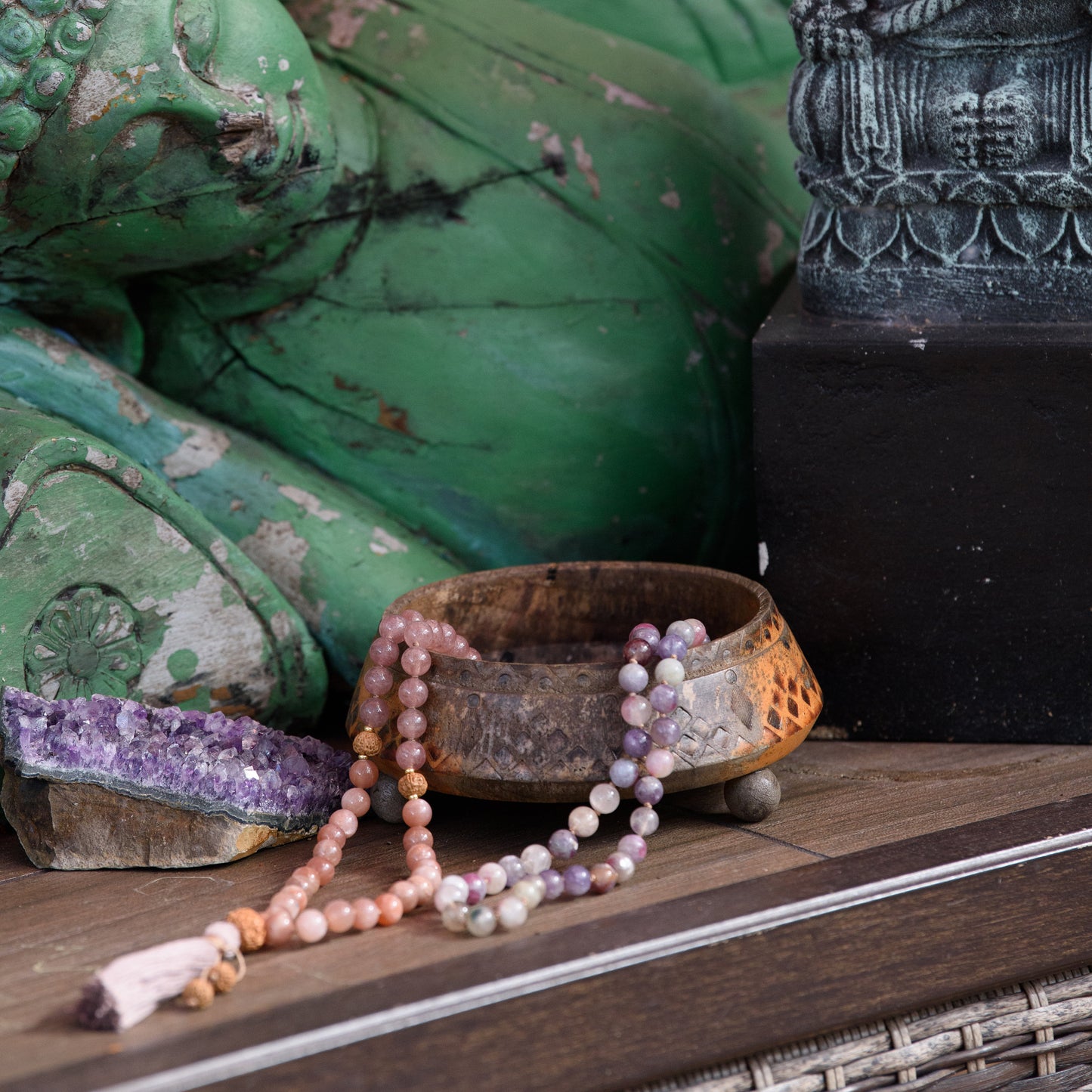 Mala Necklace 108, Meditation Beads, Heart Chakra Healing Love Energy, Buddhist Prayer Beads, Japa Mala
