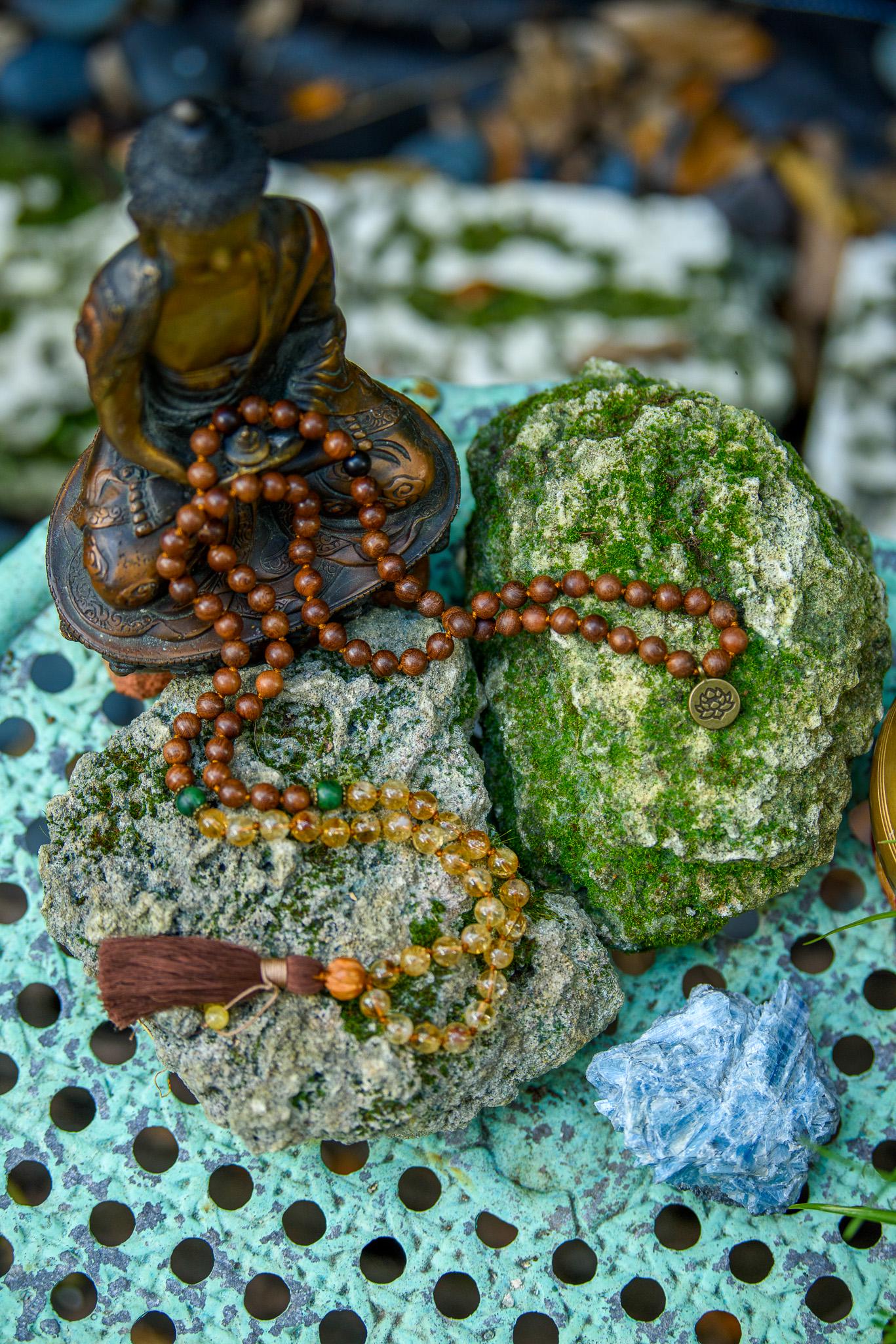 Sandalwood, Citrine & Jade Mala, Yoga Accessories, Hand-Knotted Mala, Meditation Japa mala, 108 Buddhist Beaded Mala, Yoga Lover Gift