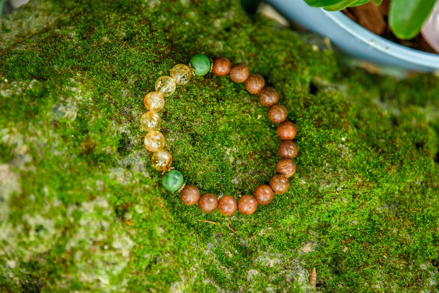 Sandalwood, Citrine & Jade Mala, Yoga Accessories, Hand-Knotted Mala, Meditation Japa mala, 108 Buddhist Beaded Mala, Yoga Lover Gift