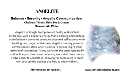 Angelite, Apatite & White Jade Japa Mala  108 Reiki-Charged Beads | Handmade Meditation Necklace for Healing