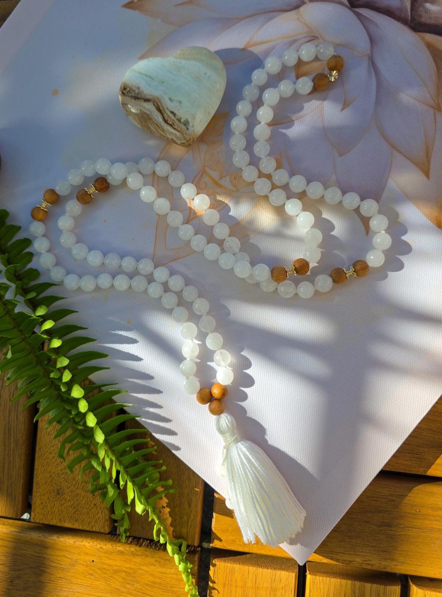 White Mala Beads  108 Hand-Knotted Reiki-Infused Meditation Necklace | Sacred Japa Mala for Prayer & Healing
