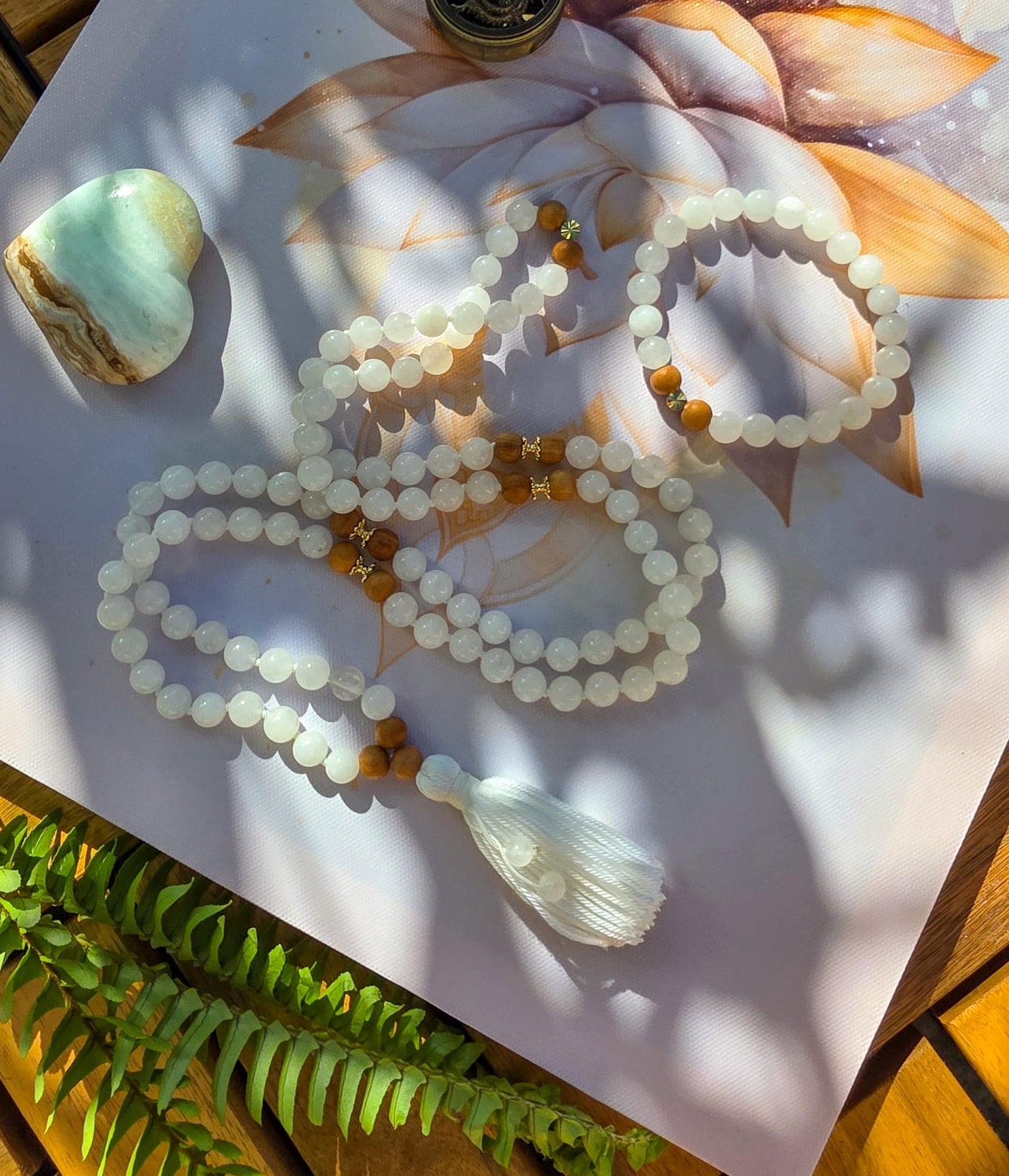 White Mala Beads  108 Hand-Knotted Reiki-Infused Meditation Necklace | Sacred Japa Mala for Prayer & Healing