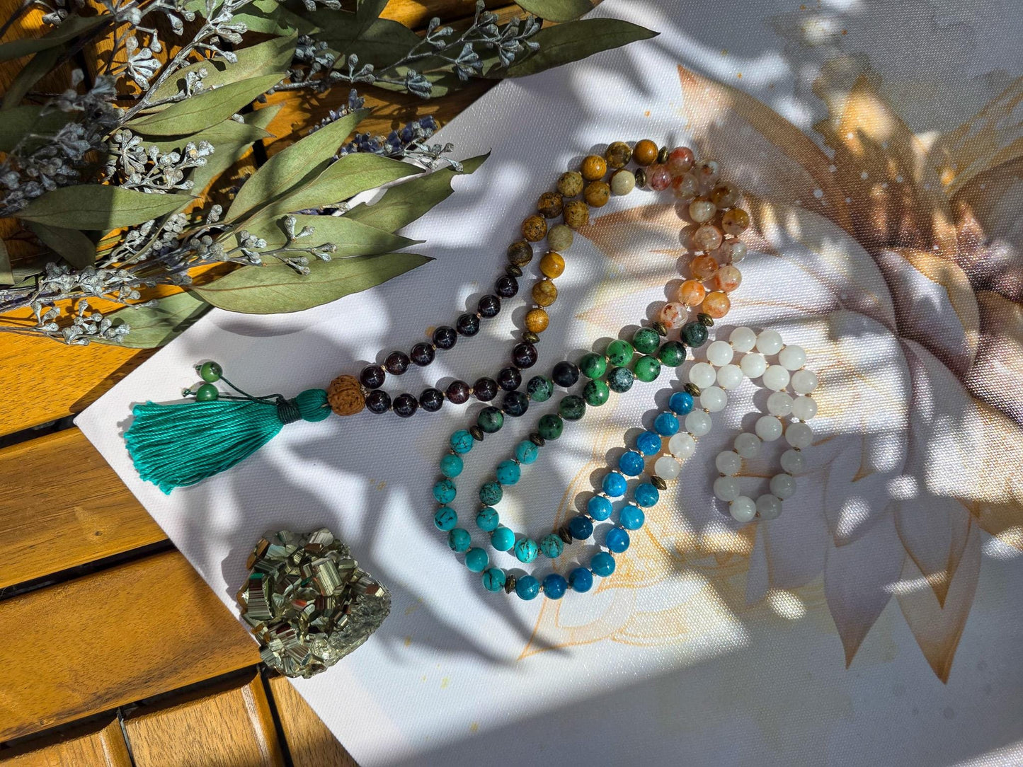 7 Chakra Mala Beads  108 Hand-Knotted Reiki-Infused Meditation Necklace | Healing Gemstone Prayer Beads for Chakra Alignment & Balance