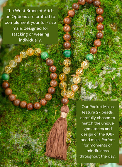 Green Aventurine & Tulsi Wood Mala: Reiki-Infused Meditation Beads
