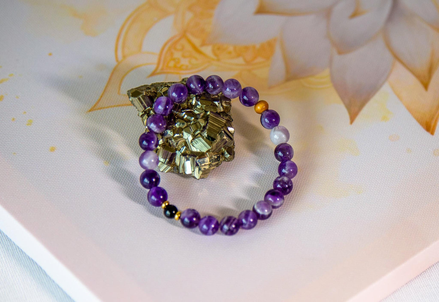 Amethyst & Tourmaline Mala Beads  108 Reiki-Infused Meditation Necklace with Tourmaline Pendant