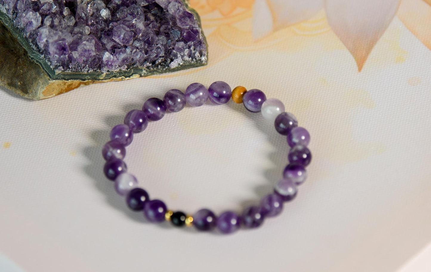 Amethyst & Tourmaline Mala Beads  108 Reiki-Infused Meditation Necklace with Tourmaline Pendant