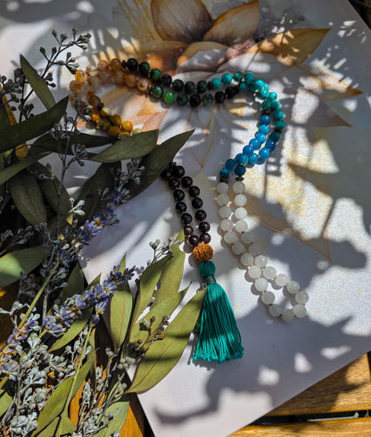 7 Chakra Mala Beads  108 Hand-Knotted Reiki-Infused Meditation Necklace | Healing Gemstone Prayer Beads for Chakra Alignment & Balance