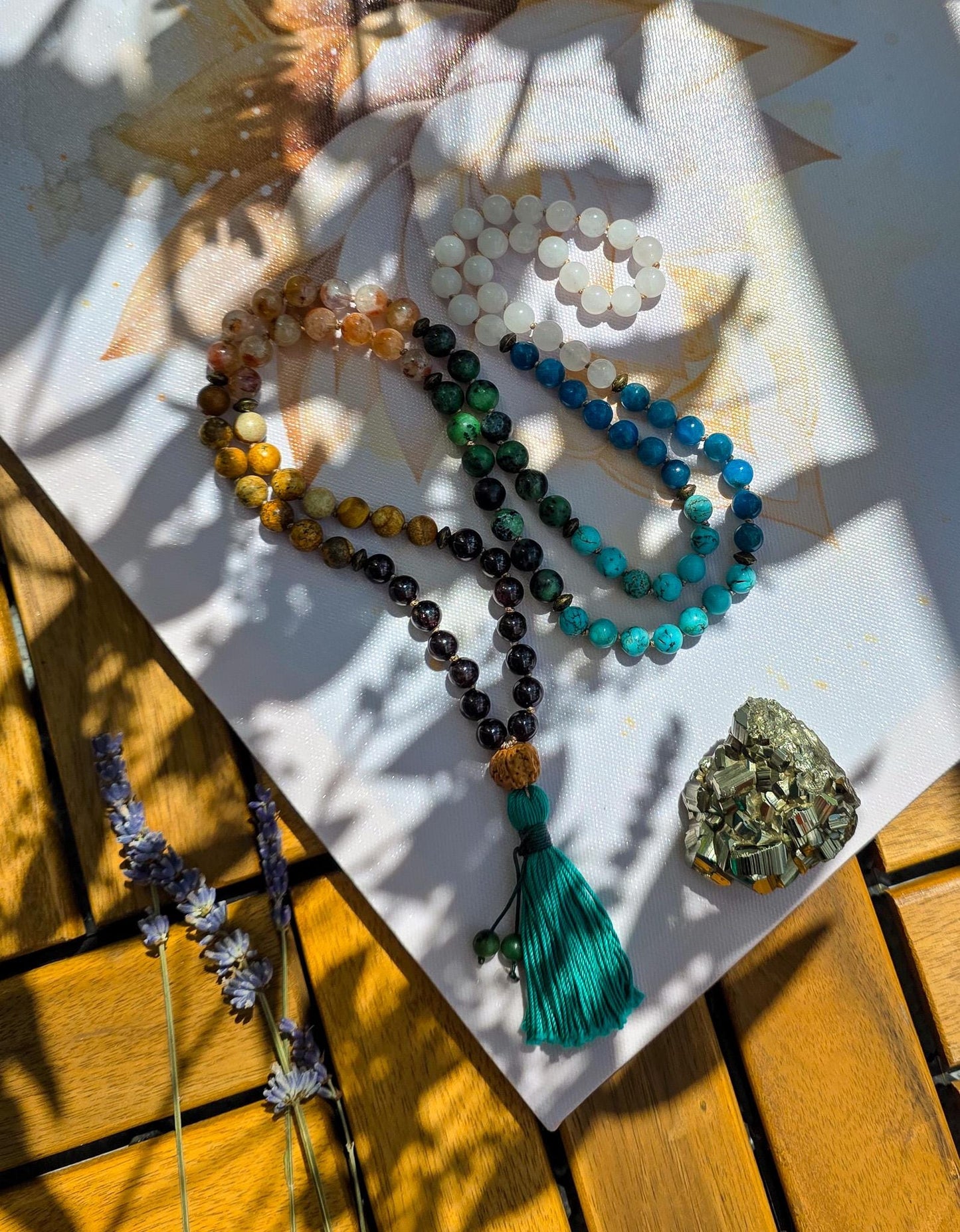 7 Chakra Mala Beads  108 Hand-Knotted Reiki-Infused Meditation Necklace | Healing Gemstone Prayer Beads for Chakra Alignment & Balance