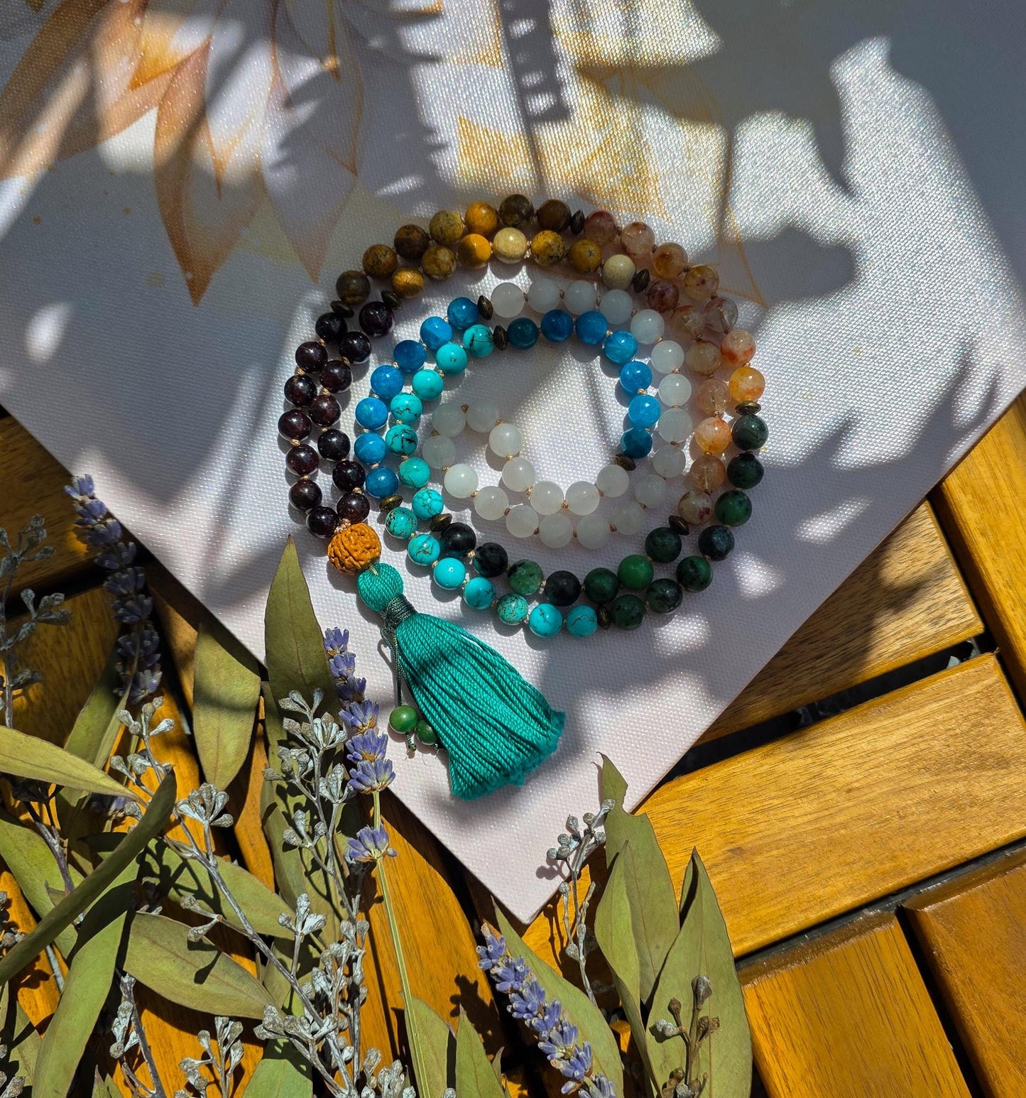 7 Chakra Mala Beads  108 Hand-Knotted Reiki-Infused Meditation Necklace | Healing Gemstone Prayer Beads for Chakra Alignment & Balance