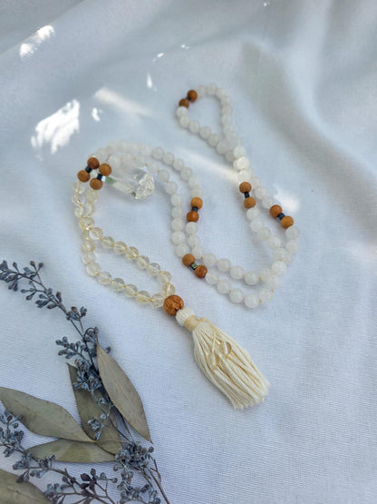White Mala Beads  108 Hand-Knotted Reiki-Infused Meditation Necklace | Sacred Japa Mala for Prayer & Healing