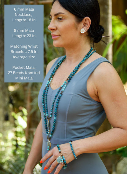 Intuitive Healing Mala Beads  Aquamarine, Moonstone & Labradorite  108 Knotted Meditation Necklace  Calming Spiritual Jewelry Gift