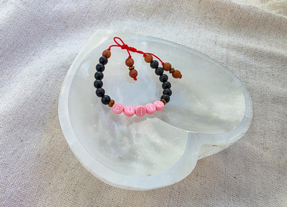 Protection Bracelet with Custom Name | Shungite & Sandalwood | Adjustable Red Cord | Kids and Family Protection Bracelet Set