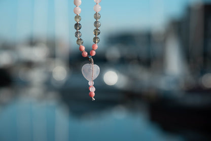 Pink Mala, 27 Beads Pocket Mala, Love Energy Stones, Travel Prayer Beads