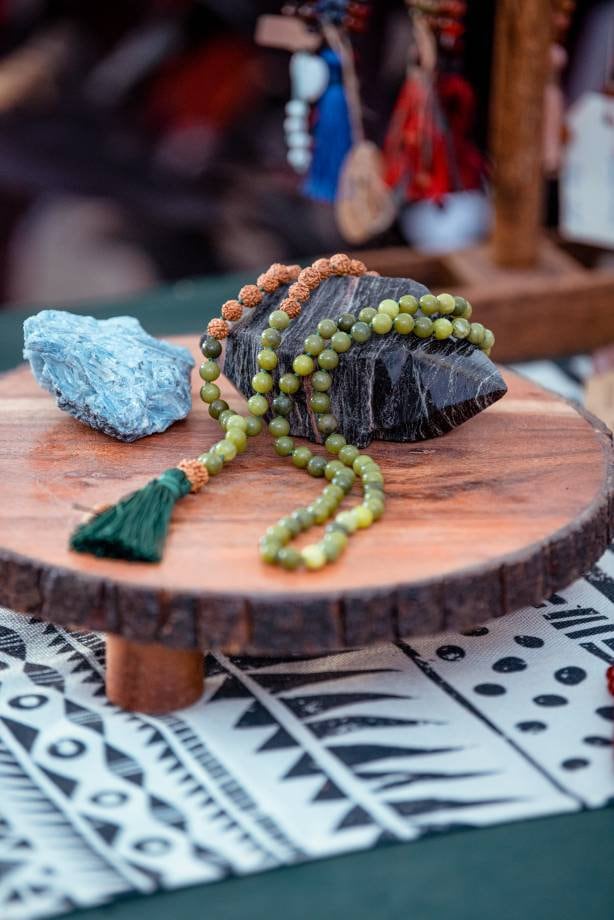 JADE Mala Neckalce, Attract Wealth and prosperitty, Budhhist Mala Beads, Mindful Gift.