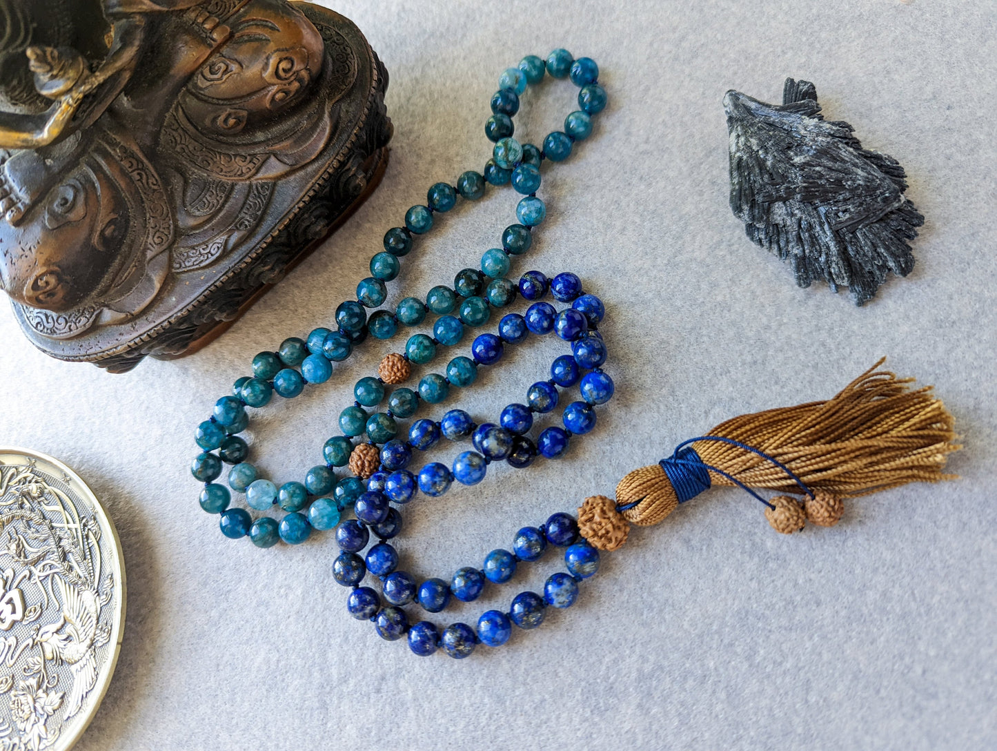 PROTECTION & INTUITION Mala, REIKI Charged Beads, Buddhist Prayer Beads, 108 Mala Necklace